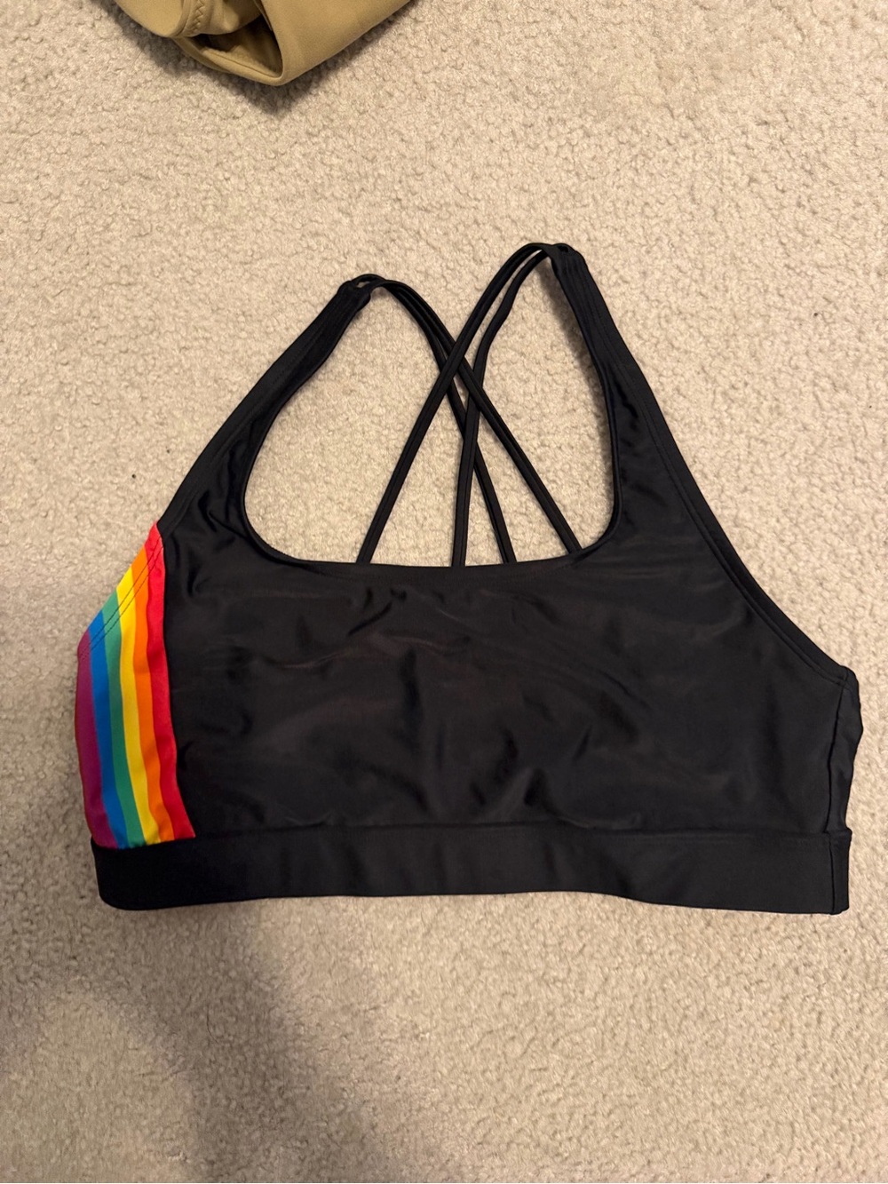 HK x Target Black Sports Bralette with Rainbow Side Stripe Size L